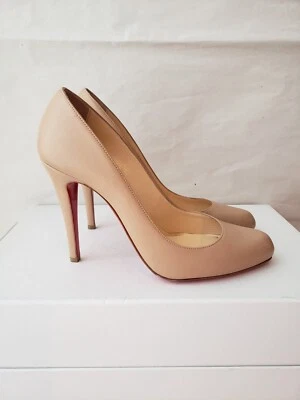 Christian Louboutin Women Beige Leather Pump 100 Simple Camel Calfskin 40 10 NWT - Image 1 of 4