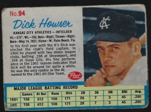 1962 Post - #94 Dick Howser Kansas City Leichtathletik Infielder Baseballkarte - Bild 1 von 1