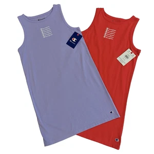 Champion Logo Tank Dress Solid Purple & Red -Lot of 2 Girls Medium 10-12 NWT NEW - Picture 1 of 14