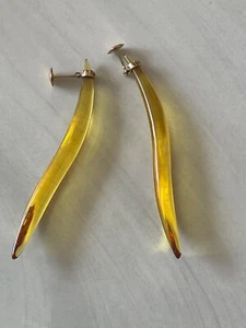 BACCARAT Full- Lead Crystal YELLOW Color Earrings Clip on - Picture 1 of 4