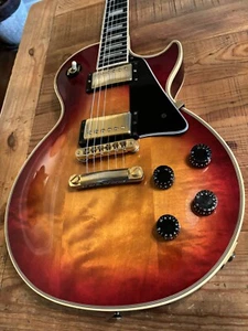 GORGEOUS 1988 Les Paul Custom Dark Cherry Sunburst Original With Chainsaw OHSC - Picture 1 of 12