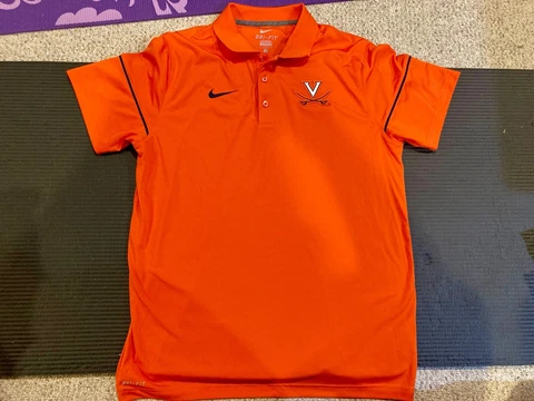 Virginia Cavaliers Nike Dri-Fit Polo Golf Shirt Size L Orange Retro Cover