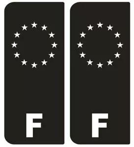 2 x Autocollant Résine 3D Plaque d'immatriculation France noir et blanc - Bild 1 von 1