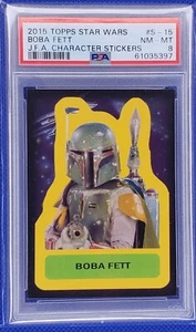2015 BOBA FETT TOPPS STAR WARS #S15 J.F A. CHARACTER STICKERS PSA 8 NM-MT - Picture 1 of 6