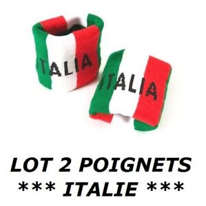 2 BRACELETS ITALIE serre poignet drapeau maillot sport football jogging tennis