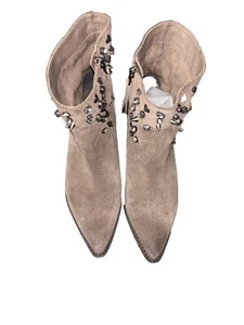 Stivaletti Sam Edelman Avril in pelle scamosciata talpa scuro con borchie di cristallo taglia 7,5 - Foto 1 di 8