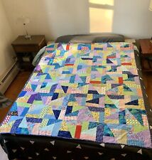 Homemade patchwork quilt 55x71 throw triangles and rectangles