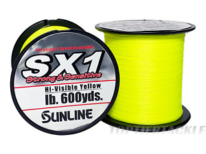 Sunline SX1 Braided Fishing Line Hi-Vis Yellow 600 Yard Spool - Select Lb. Test