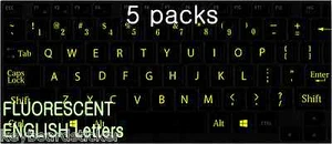 English Replacement Fluorescent  Letter Stickers for dim light 5 stickers - Imagen 1 de 5