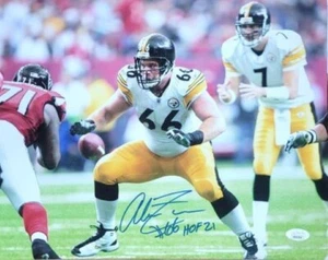 Foto firmada 11X14 ALAN FANECA "HOF 21" Pittsburgh Steelers con certificado de autenticidad JSA Witness - Imagen 1 de 1