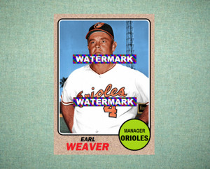 Earl Weaver Baltimore Orioles 1968 Style Custom Baseball Art Card