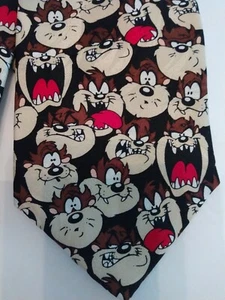 Vintage Tasmanian Devil Looney Tunes Men's Neck Tie Silk Novelty Necktie Taz - Picture 1 of 3