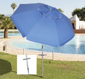 OMBRELLONE DA SPIAGGIA in alluminio con trivella incorporata al palo BLU' Ø 220 - Foto 1 di 1