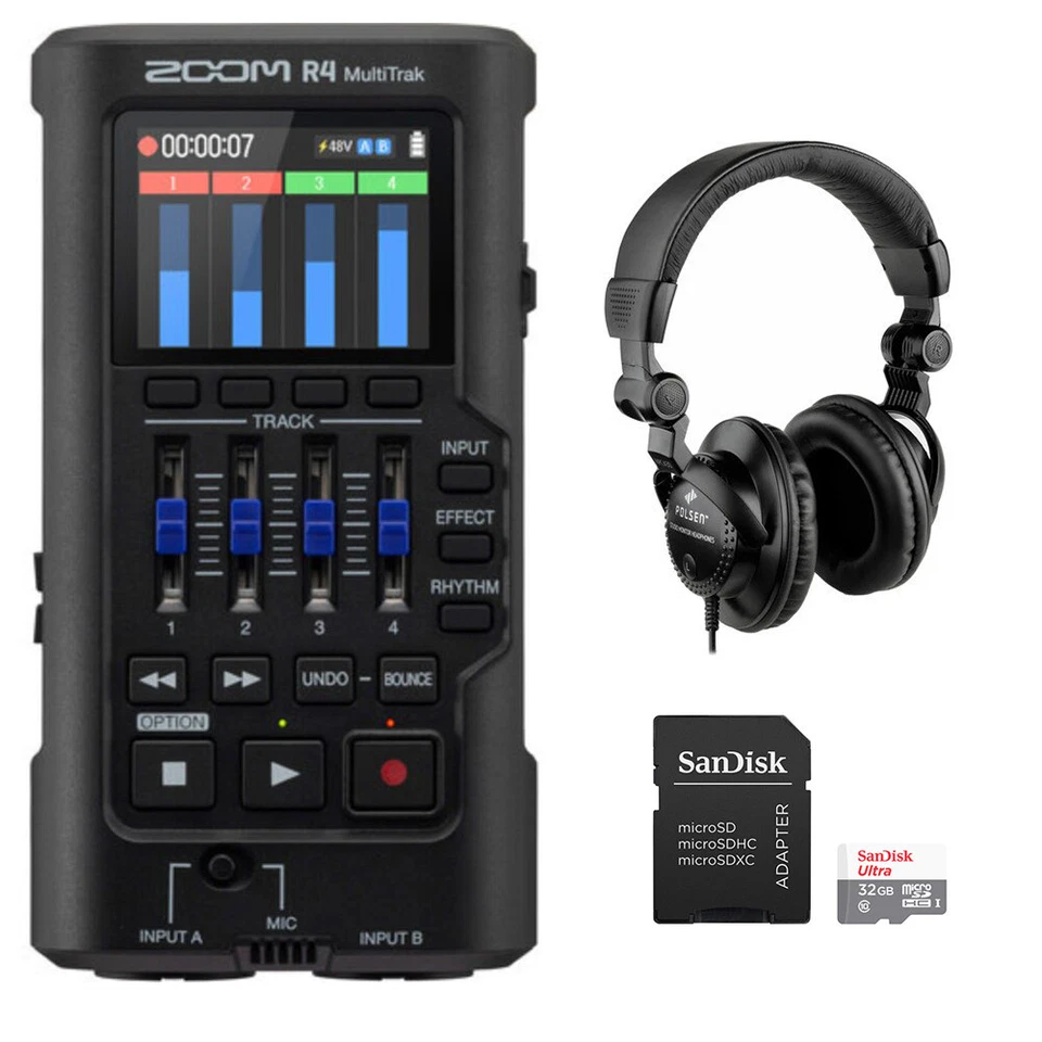 ZOOM R4 MultiTrak Recorder 32bit Float 4-Track Portable USB Audio Interface Mic
