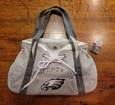 NWT NOS Ladies PHILADELPHIA EAGLES Hoodie Purse Handbag Laces  Fray Cover