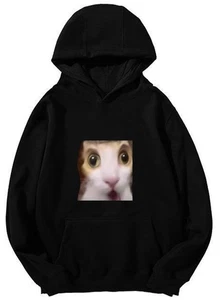 Shocked Cat Meme Hoodie - Viral Surprised Cat Design Unisex Kapuzenpullover - Bild 1 von 2