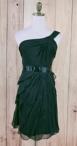 ADRIANA PAPELL Abend Cocktail Kleid One Shoulder transparent Rüschen Größe 2 - Bild 1 von 7