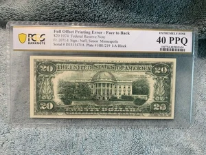 1974 $20 Full Offset Printing Error Face to Back Fr 2071-I PCGS Banknote 40 PPQ - Picture 1 of 2