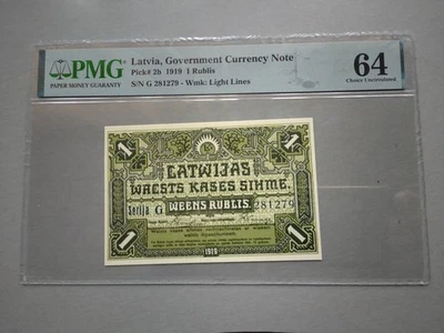 Latvia-1919-10 rubli-Pick#2b-PMG 64-RARE - Image 1 of 2