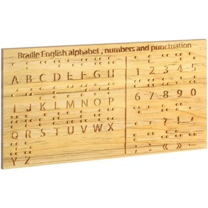 Yulejo Braille Alphabet Board 8.7 x 6.3 Inches Wood Braille Fingerboard Carve - Picture 1 of 6