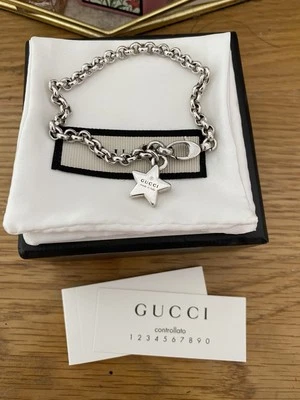 Genuine Gucci  star charm  Bracelet Sterling Silver With Box Pouch - Image 1 of 4