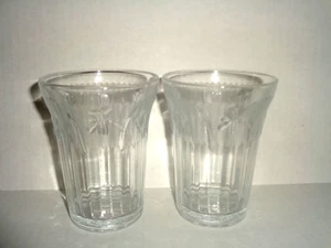 SELTENE Jeannette Glass Co. IRIS & HERRINGBONE (2) KLARE FLACHE WASSERBECHER - Bild 1 von 13