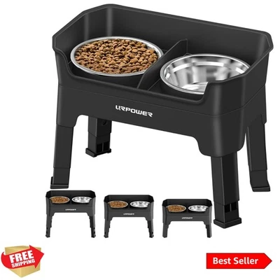 Cuencos elevados 3 en 1 para perros - Doble cubierta a prueba de desorden 4 altura ajustable elevada... Foto 1 de 4