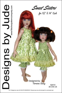 Sweet Sisters Dress Doll Clothes Sewing Pattern for 12" Bethany 14" Kish - Picture 1 of 5