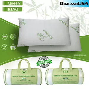 Bamboo Shredded Memory Foam Pillow Hypoallergenic Washable Cover Queen/King Size - Picture 1 of 22