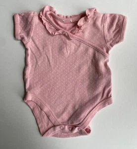 Mothercare baby girl size 0-3 months pink spotted short sleeve bodysuit, VGUC - Picture 1 of 2