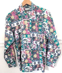 Levis Hemd Damen Small Vintage Rosa Blau Paisley Kragen Langarm Western - Bild 1 von 10