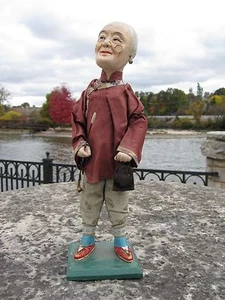 ANTIQUE CHINESE OPIUM GOLD PIPE STATUE FEMALE DOLL EARRINGS FASHION SHOES CHINA - Picture 1 of 12