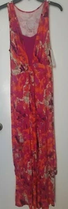 Liz Lange Maternity Pink Orange Floral Sleeveless Maxi Dress Size Small - Picture 1 of 5