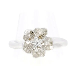 Masumi Kasahara Diamond Ring US Size 6 Flower Motif 18K White Gold - Picture 1 of 6