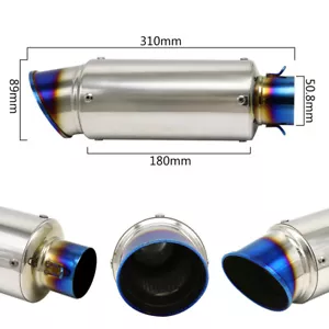 Silenciador silenciador de tubo de escape de motocicleta de acero inoxidable 51 mm bicicleta de tierra ATV - Imagen 1 de 4