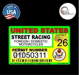 Jdm United States Street Racing Permit Decal Vinyl Decal Stance Race Import - Bild 1 von 1