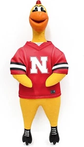 NEBRASKA HUSKERS CORNHUSKERS GOMA POLLO PERRO MASCOTA JUGUETE con CLUCKER - Imagen 1 de 1