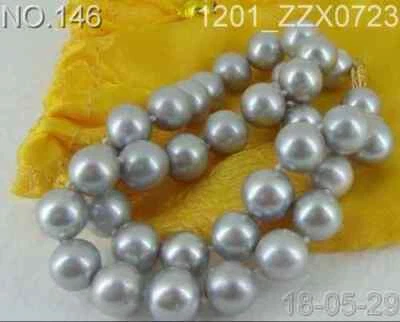 9-10MM AUSTRALIAN SOUTH SEA SILVER GREY PEARL NECKLACE 14K - Image 1 of 2