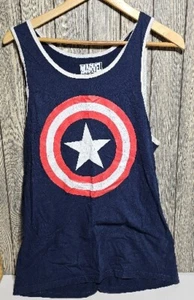 Marvel Captain America Shield Tank Top T-shirt Graphic Navy Blue Mad Engine Tee - Picture 1 of 3