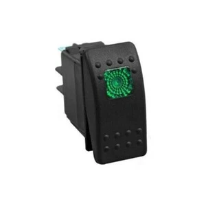 Waterproof Rocker Switch ON/ON/OFF LED Backlit 12V 20A Carling Style – Green - Picture 1 of 4
