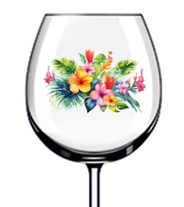 12x Colourful Tropical Flower Vinyl Sticker Decal Tumbler Wine Glass Bottle Mug - Picture 1 of 3