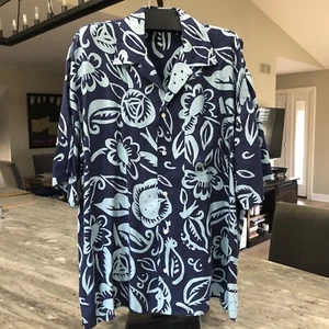 Vintage Timney Fowler Herren Go Seide Knopf Kurzarm Blau Hawaii Größe M - Bild 1 von 18