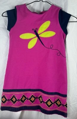 Hartstrings Girl’s Embroidered Pink Green Dragonfly Dress Sundress Size 6X EUC - Image 1 of 3