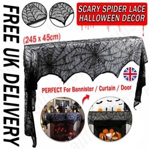 Large Halloween Black Lace Spider Cloth Design Table Dress Fancy Party Decor UK