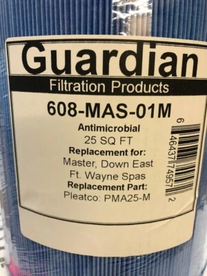 Guardian Filtration Pool Spa Filter 608-MAS-01M Pleatco PMA25-M Antimicrobial - Image 1 of 3