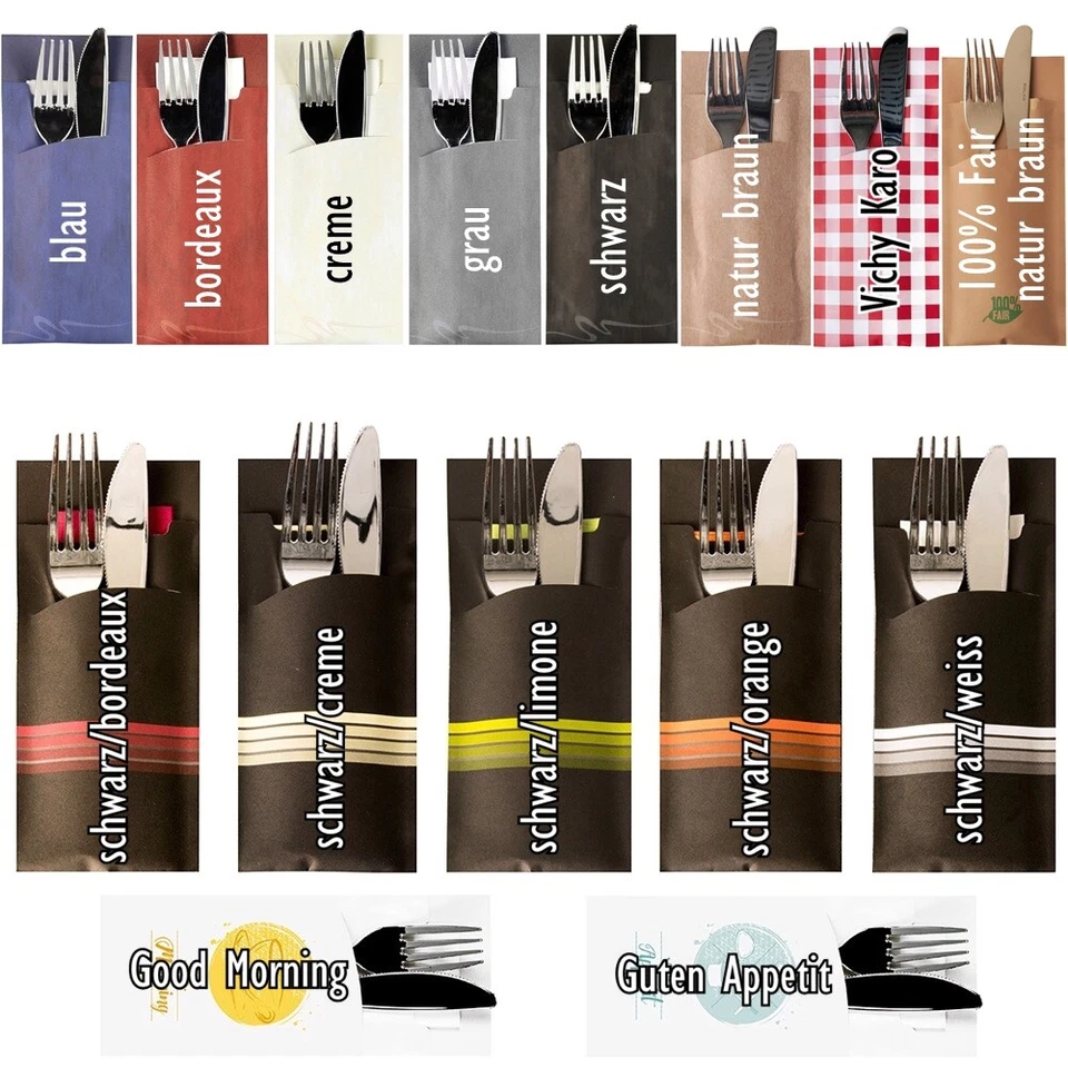 Bestecktaschen Serviettentaschen Sacchettos 20x8,5cm Servietten 33x33cm 520 Stk. - Bild 1 von 1