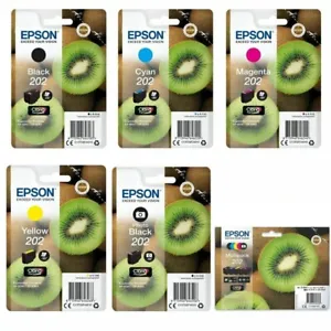 Genuine Epson 202 Kiwi Ink T02E1 T02F2 T02F3 T02F4 T02F1 T02E7 LOT FREE DELIVERY - Picture 1 of 13