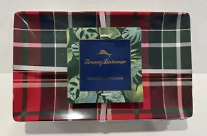 Tommy Bahama 6 Appetizer Dessert Melamine Plates Red Tartan Plaid - Picture 1 of 4