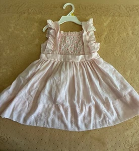VINTAGE LITTLE GIRLS POLLY FLINDERS HAND SMOCKED SUNDRESS SIZE 4 - Picture 1 of 4