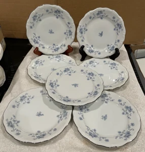JOHANN HAVILAND BLUE GARLAND DESSERT, BREAD & BUTTER PLATES (SET OF 7) - Picture 1 of 11